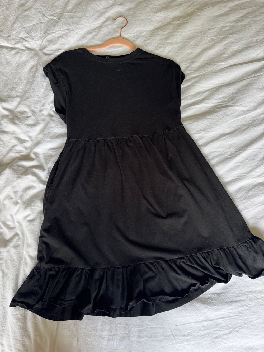 George Black Ruffle-Hem Short Sleeve Dress Sz XS but fits Large